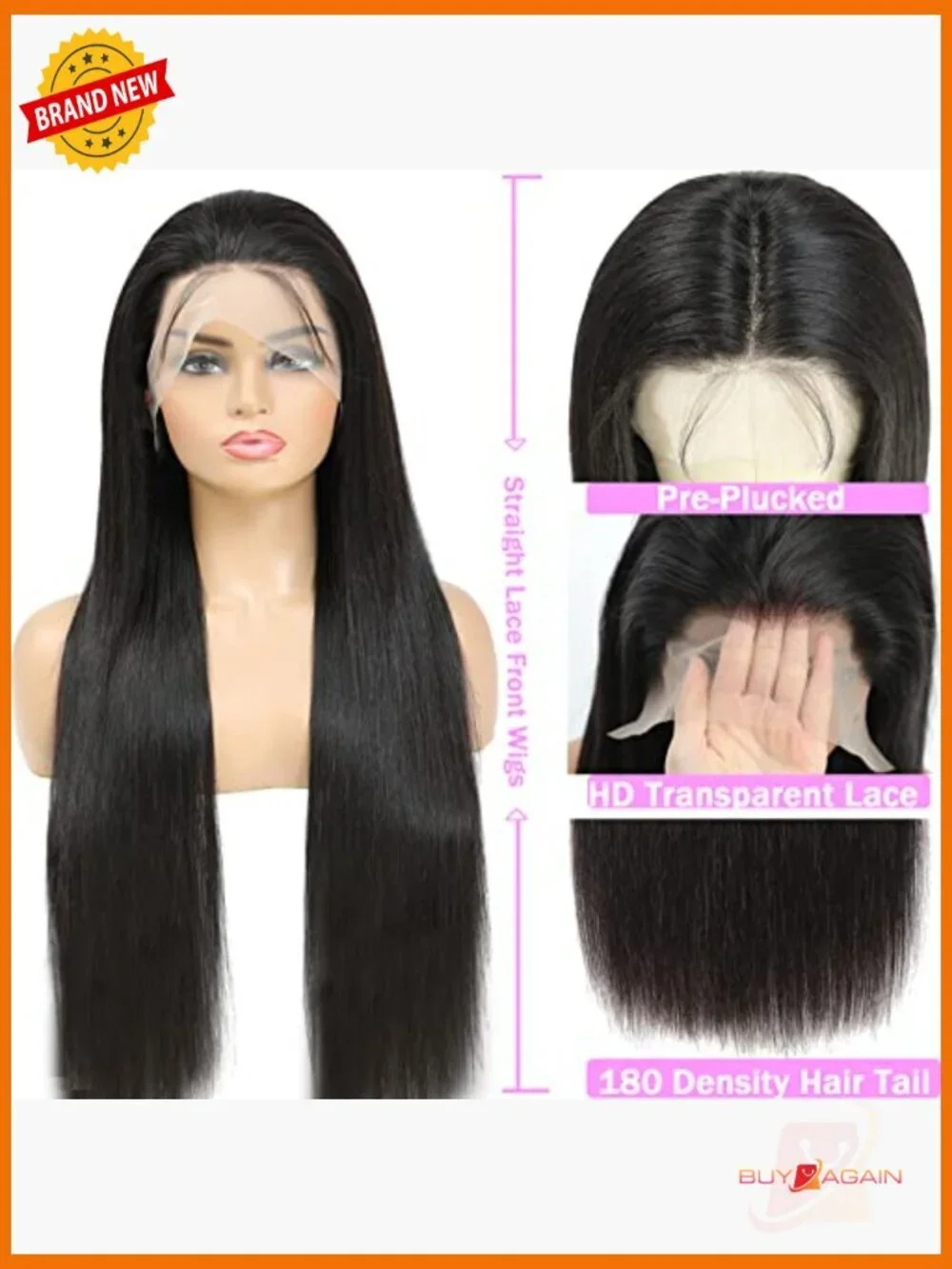 13x6 HD Transparent Lace Front Wig Straight Human Hair 180 Density 28 inch Pre